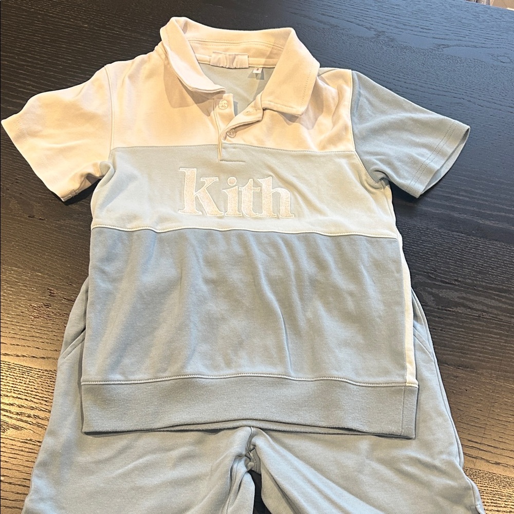Kith Kids Light Blue and White Polo
